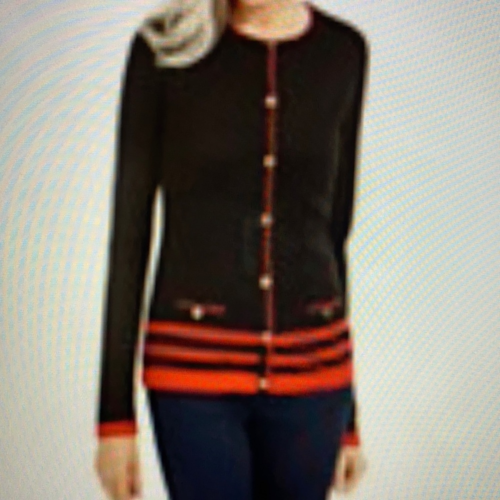 NWT Karen Scott P M Deep Black Combo Cardigan